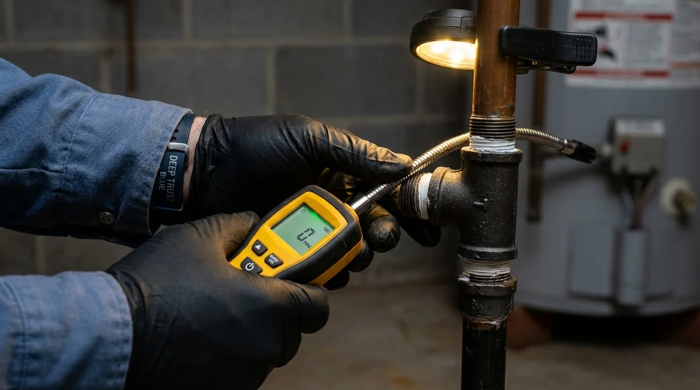 Gas leak detection with electronic sniffer by Johns Plumbing LLC in San Elizario